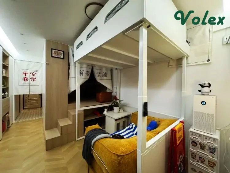 Volex electric adjustable height loft bed frame with Sofa -Vakadesk (2） (1)