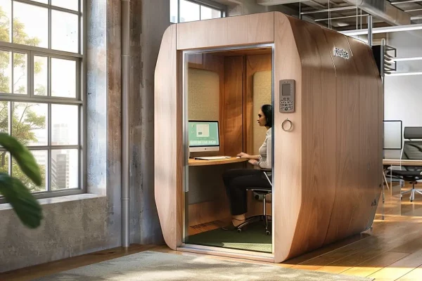 Wall-mounted sit-stand desk in the office pod 02 -Vakadesk